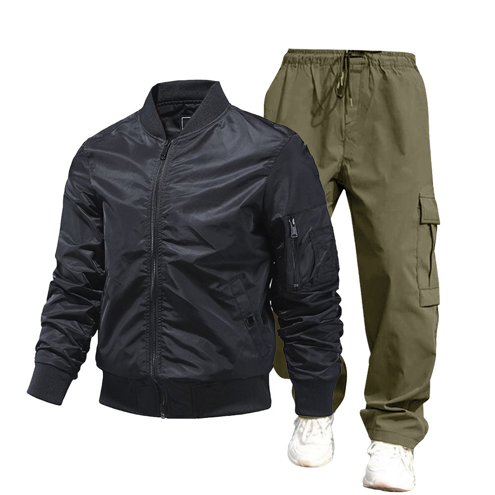 Herren urbane Bomberjacke und Cargo-Hosen Set Drune