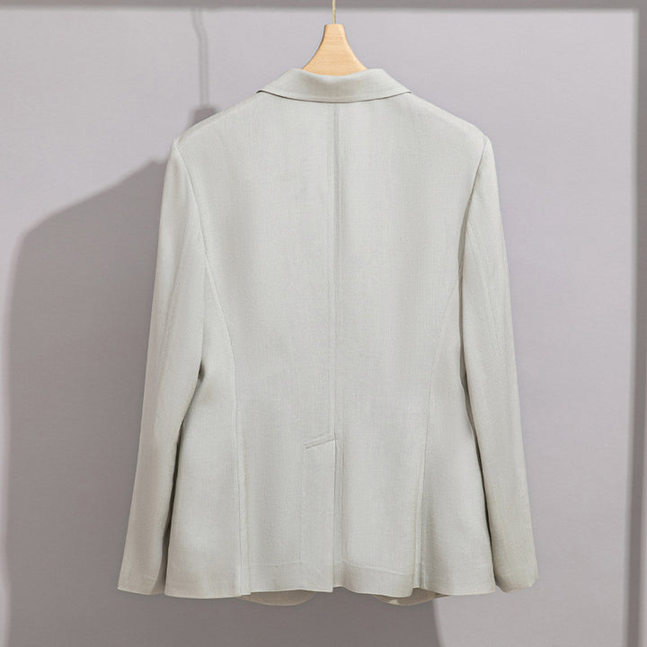 Damen Leichter strukturierter Ein-Knopf-Blazer mit figurformenden Abnähern und Pattentaschen Drune