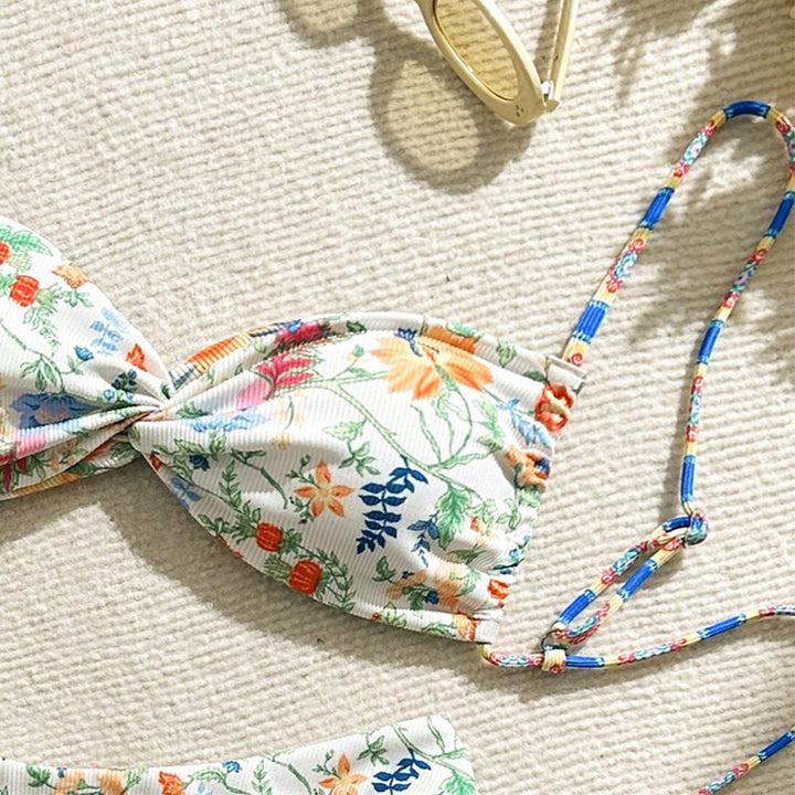Damen Freizeit-Bikini mit floralen Mustern und verstellbaren Trägern Drune