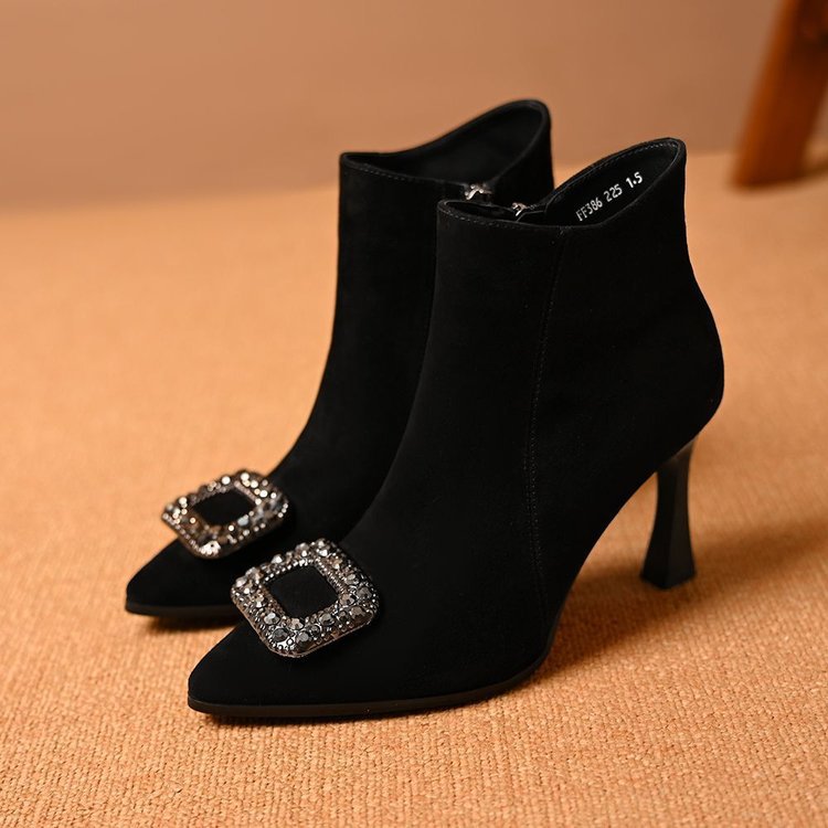 Damen Elegante spitze Stiefeletten mit Glitzer-Akzenten Drune