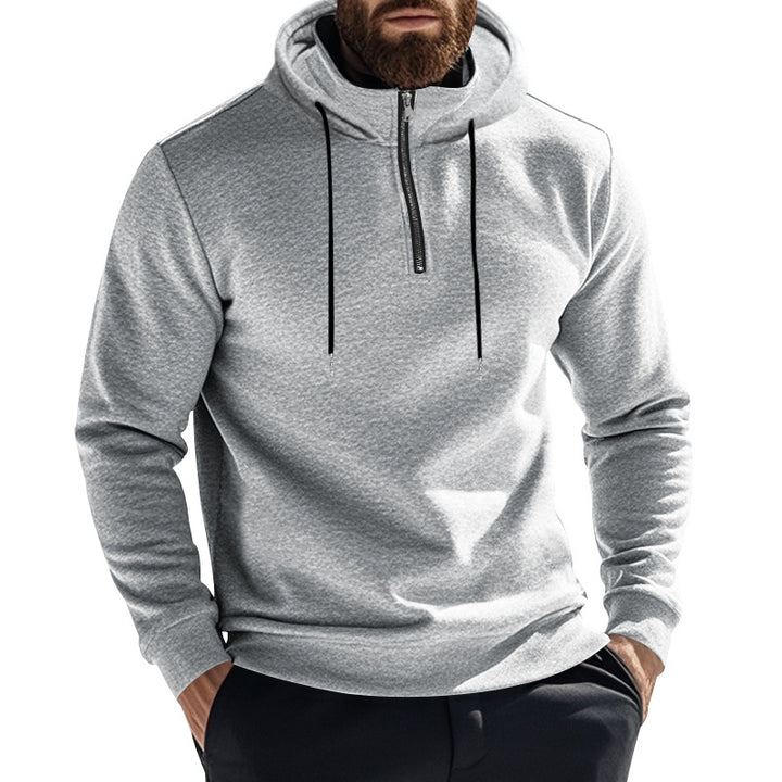 Herren nan Halbzip-Kapuzenpullover mit kontrastkapuze, Kordelzug und schmaler Silhouette Drune
