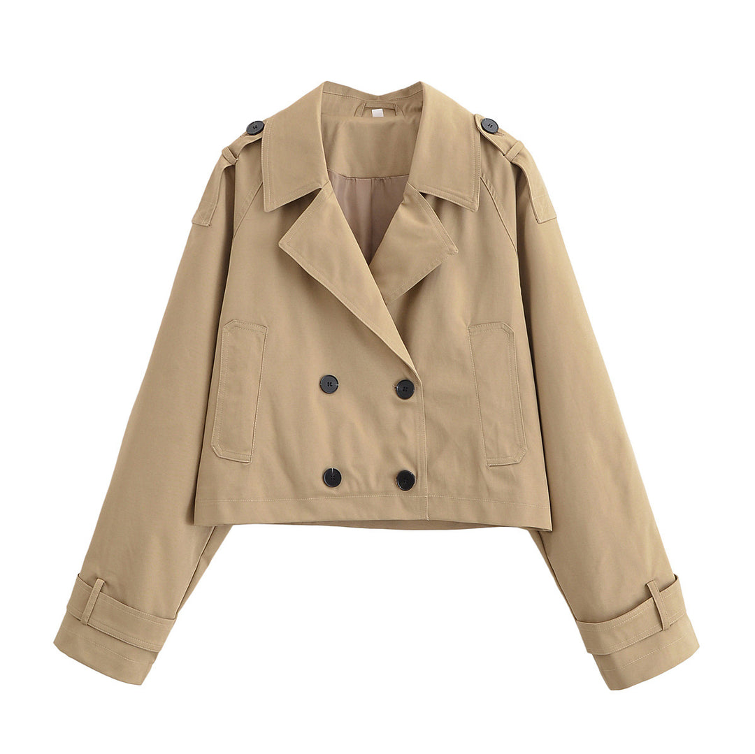 Damen Kurze Doppelreihige Trenchjacke im Cropped-Workwear-Look Drune