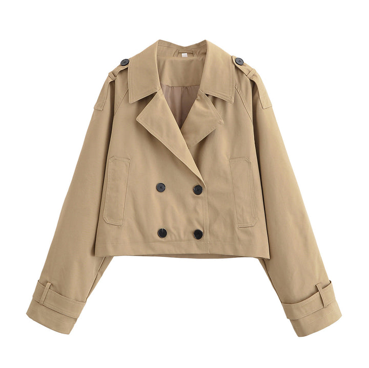 Damen Kurze Doppelreihige Trenchjacke im Cropped-Workwear-Look Drune