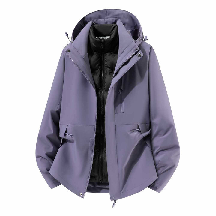 Herren Wasserfeste dreiteilige Winterjacke mit abnehmbarer Daunen-Innenjacke und Kapuze Drune
