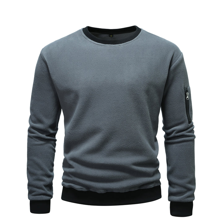 Herren nan Fleece-Sweatshirt mit Rundhalsausschnitt und Ärmeltasche mit Reißverschluss Drune
