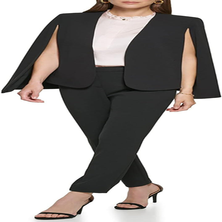 Damen Cape-Blazer-Set im Tailoring mit Cape-Ärmeln und schmaler Anzughose Drune