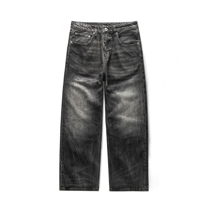 Herren Locker geschnittene Straight-Jeans im Workwear-Stil mit Used-Effekt Drune