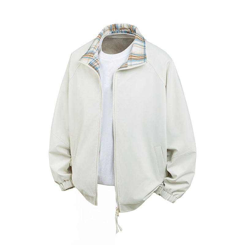 Damen Lässige Übergangsjacke mit kariertem Kragen Drune