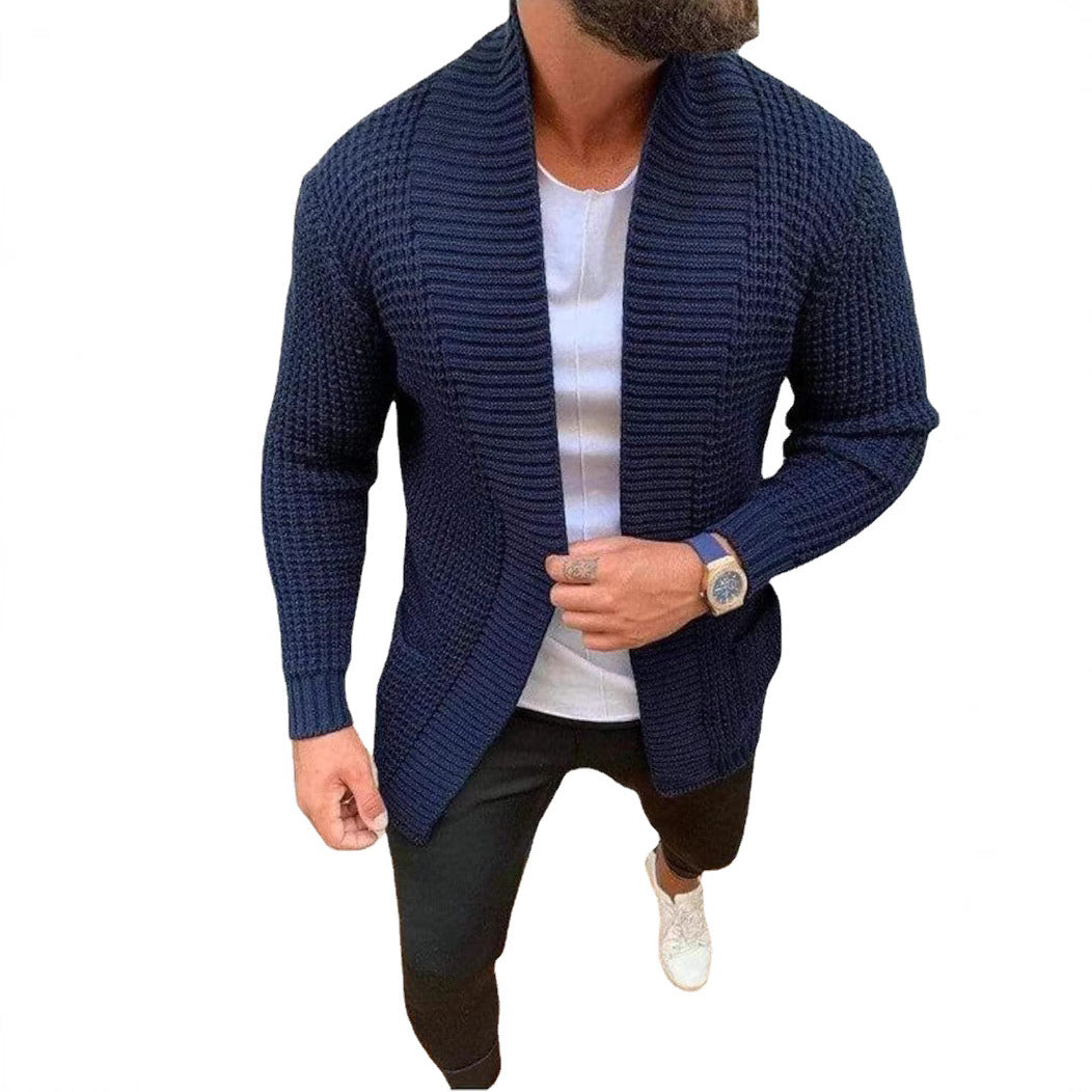 Herren Strickjacke mit tiefem Kragen und strukturiertem Design Drune