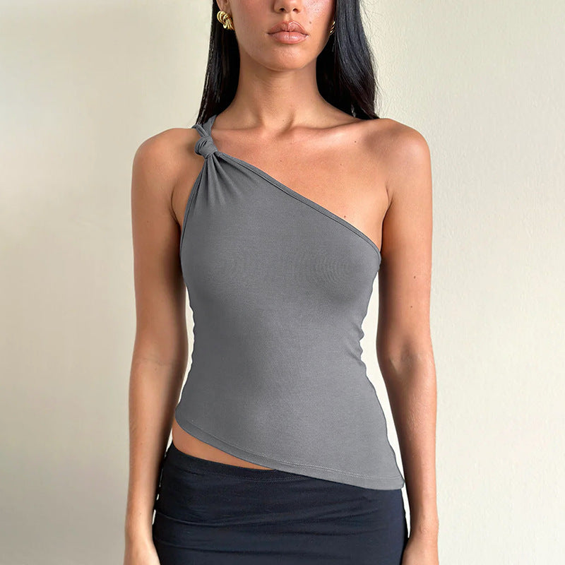 Damen asymmetrisches Trägershirt mit Knotendetail Drune