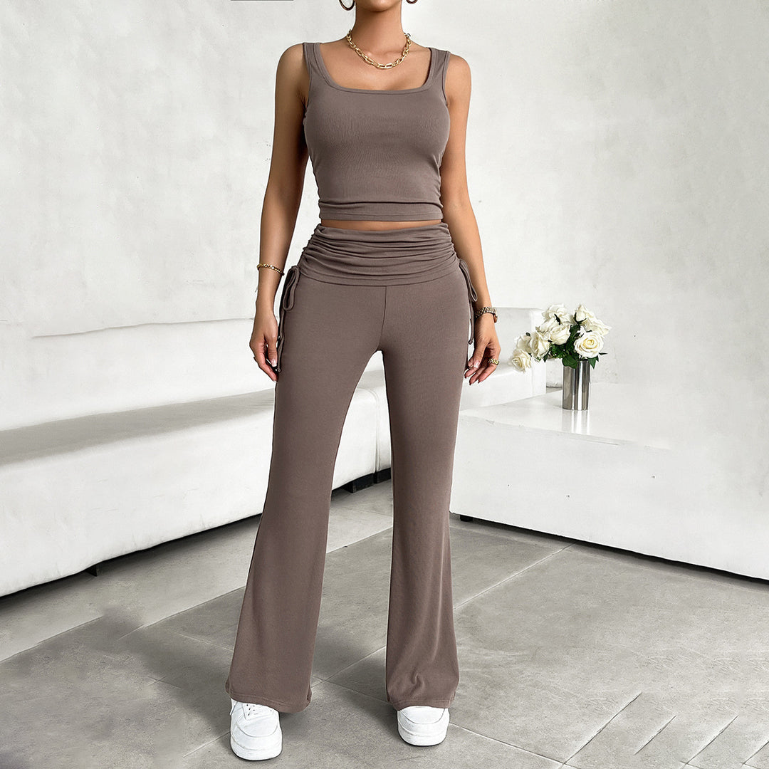 Damen funktionale Kombination aus ärmellosem Top und fließenden Hose Drune