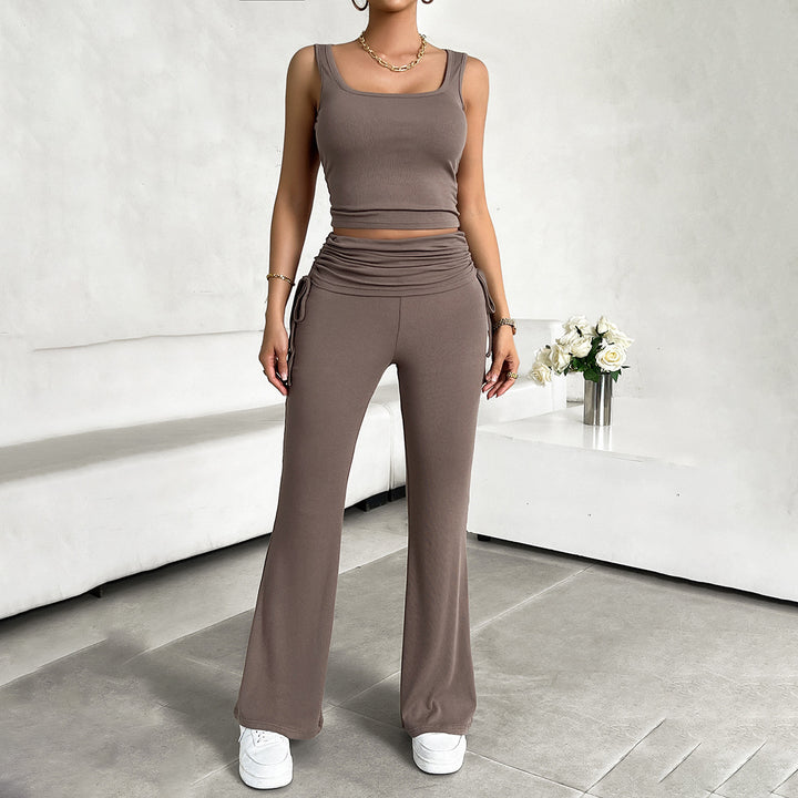 Damen funktionale Kombination aus ärmellosem Top und fließenden Hose Drune