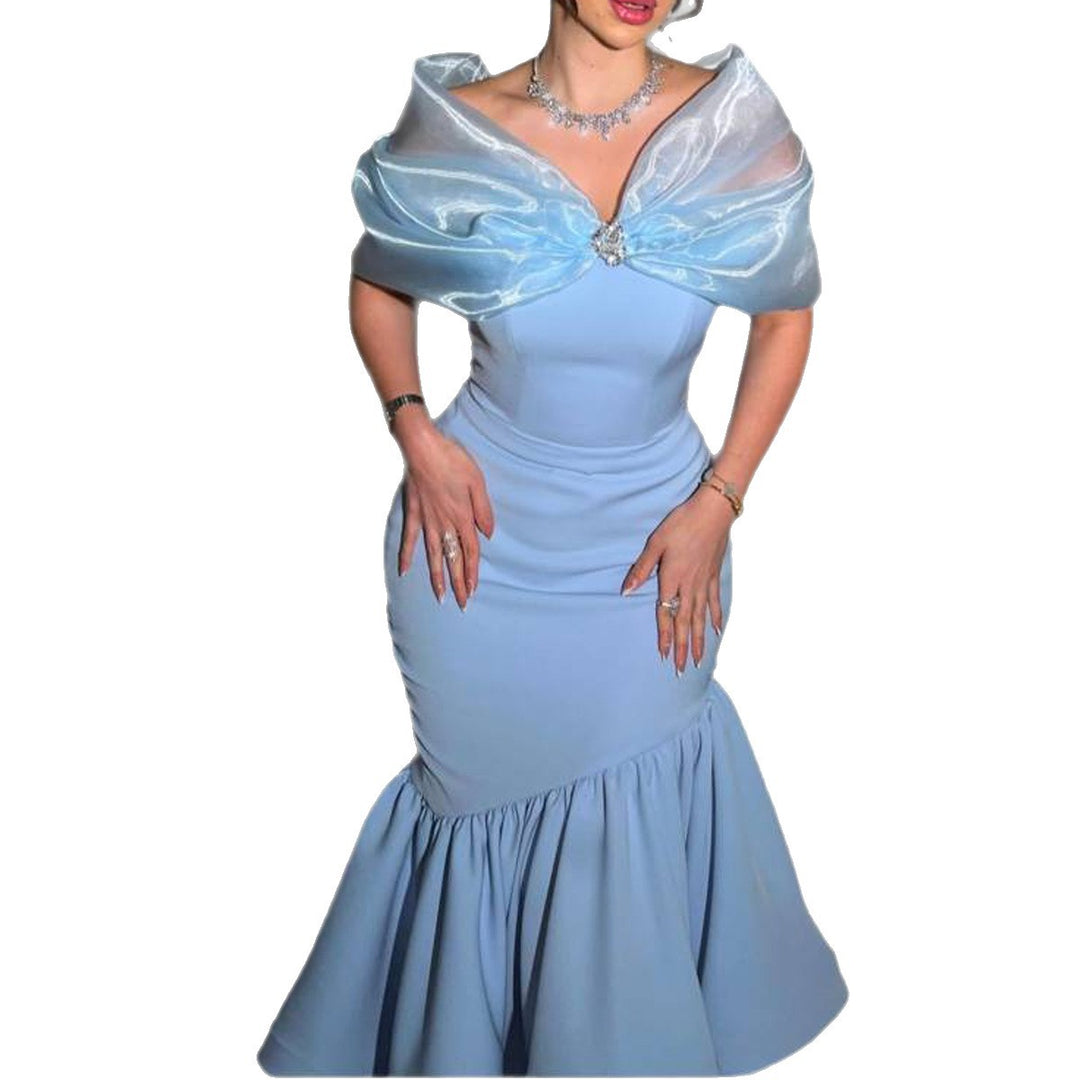Damen elegantes Midikleid mit transparenter Überwurfjacke Drune