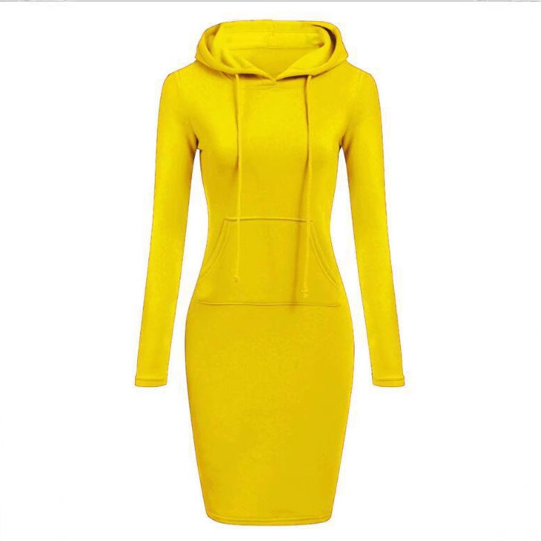 Damen Hoodie-Kleid mit praktischen Taschen und Kapuze Drune