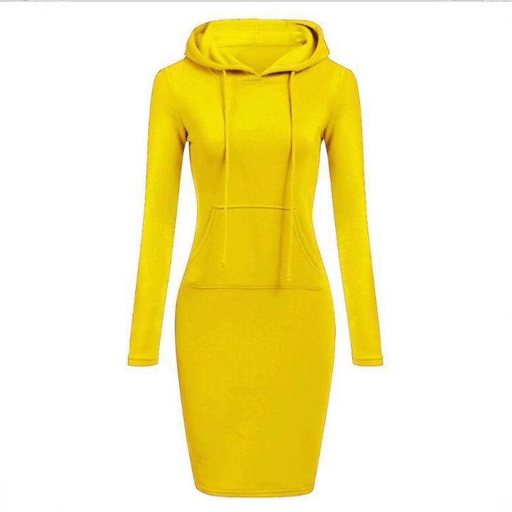 Damen Hoodie-Kleid mit praktischen Taschen und Kapuze Drune