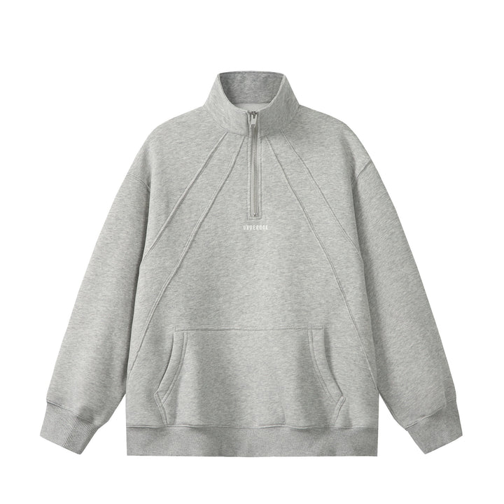 Unisex Oversize Sweatshirt mit Halbzip, hohem Funnelkragen und Kängurutasche Drune