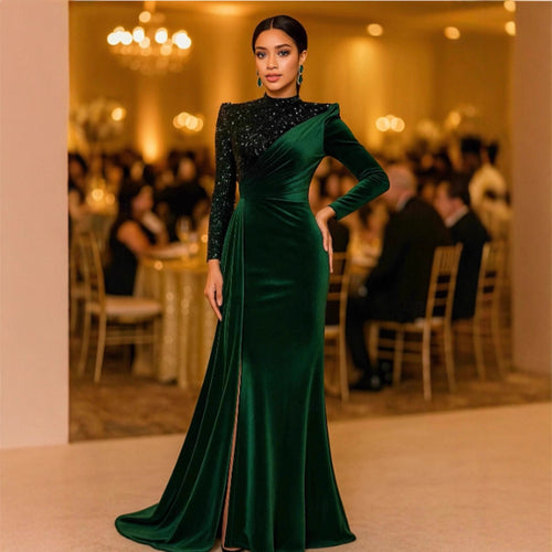 Damen Elegantes Abendkleid mit schimmerndem Oberteil und raffinierter Drapierung Drune