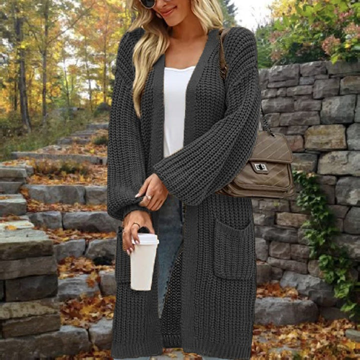 Damen modische Strickjacke mit weit geschnittenen Ärmeln und praktischen Taschen Drune