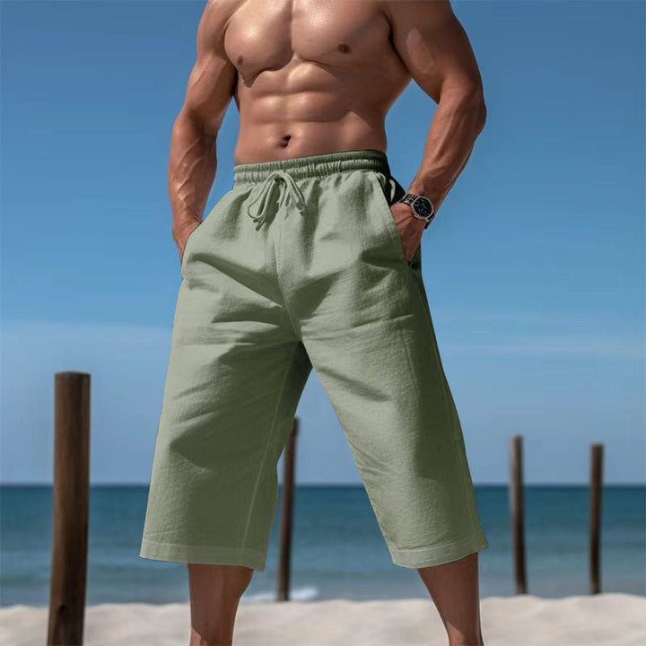 Herren nan lässige knielange Bermuda-Shorts mit elastischem Bund und Tunnelzug Drune
