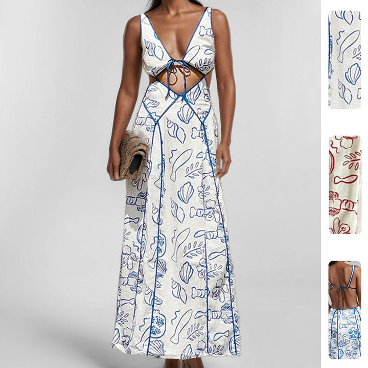 Damen Maxikleid mit geflochtenem Rückendetail und floralem Muster Drune