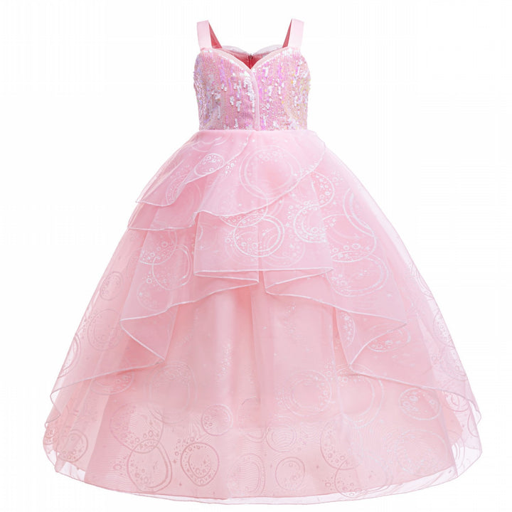 Glinda Cosplay Kleid – Rosa Prinzessinnenballkleid für Mädchen (Hochzeit, Bühne) Drune