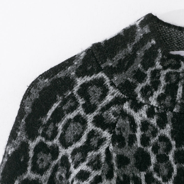 Damen Cape-Poncho mit Leopardenjacquard und Stehkragen Drune