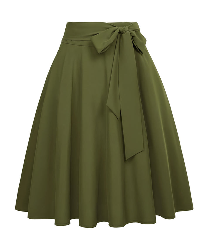 Damen schwingender Midirock mit Rückenschleife
