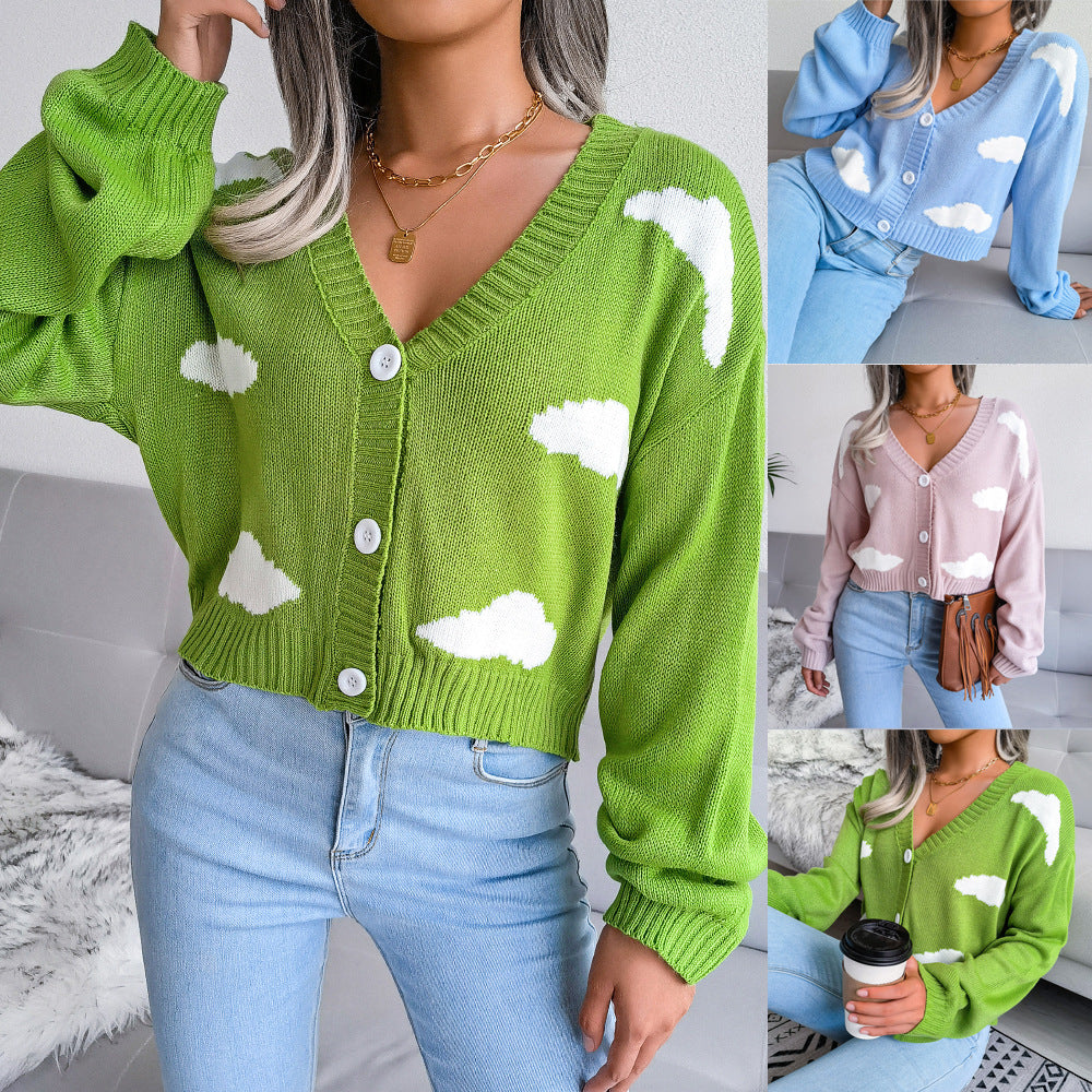 Damen Baumwolljacke mit charmantem Wolkendesign und lässigem Schnitt Drune