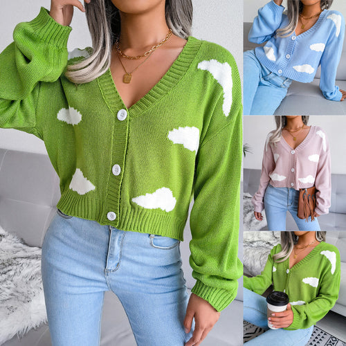 Damen Baumwolljacke mit charmantem Wolkendesign und lässigem Schnitt Drune