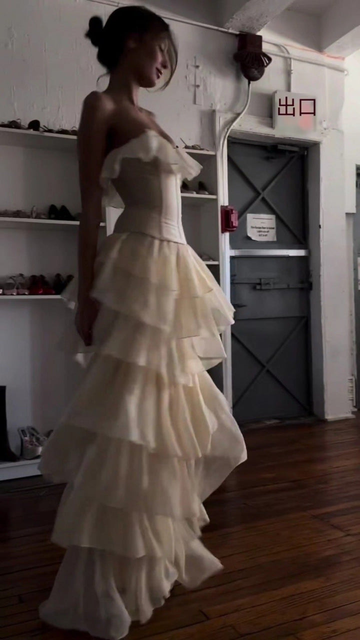 Drune | Elegantes Ärmelloses Rüschentorte Kleid