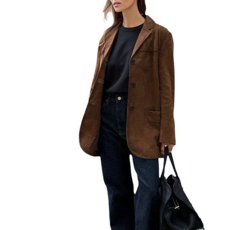 Damen Blazer aus weichem Wildleder mit praktischen Taschen Drune