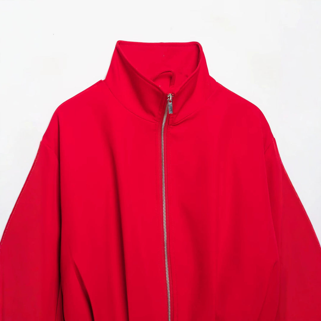 Damen Cropped-Boxy-Jacke mit hohem Stehkragen und durchgehendem Reißverschluss Drune