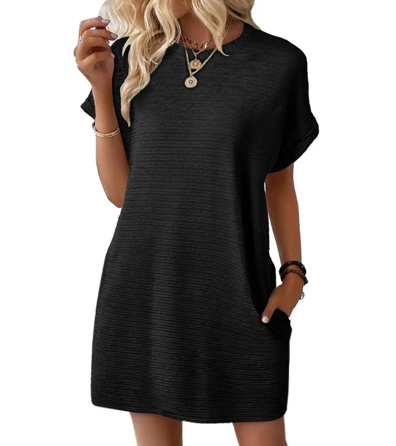 Damen lässiges V-Ausschnitt Kleid mit weitem Schnitt