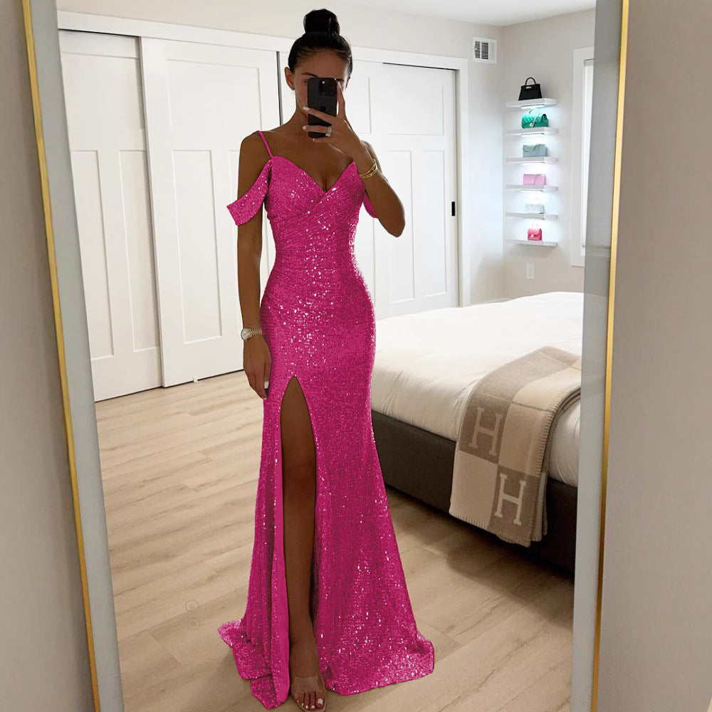 Drune | Elegantes Damenkleid Mit Pailletten Und Trägern