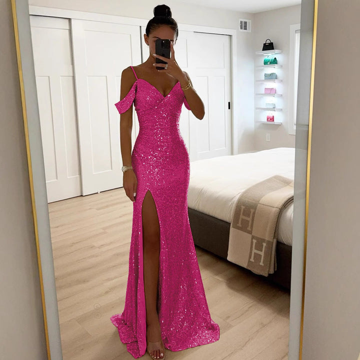Drune | Elegantes Damenkleid Mit Pailletten Und Trägern