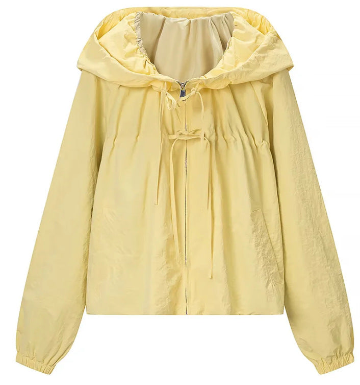 Damen Kurz geschnittene Wollmix-Jacke mit Stehkragen, Reißverschluss und Ballonärmeln Drune