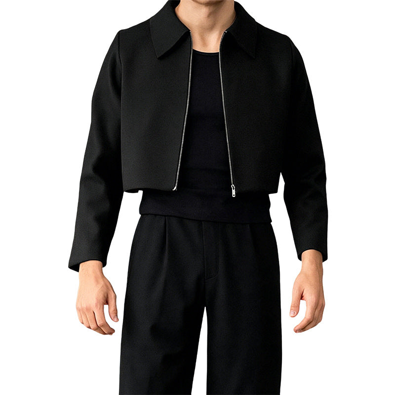 Damen Cropped Jacke mit Hemdkragen und durchgehendem Reißverschluss Drune