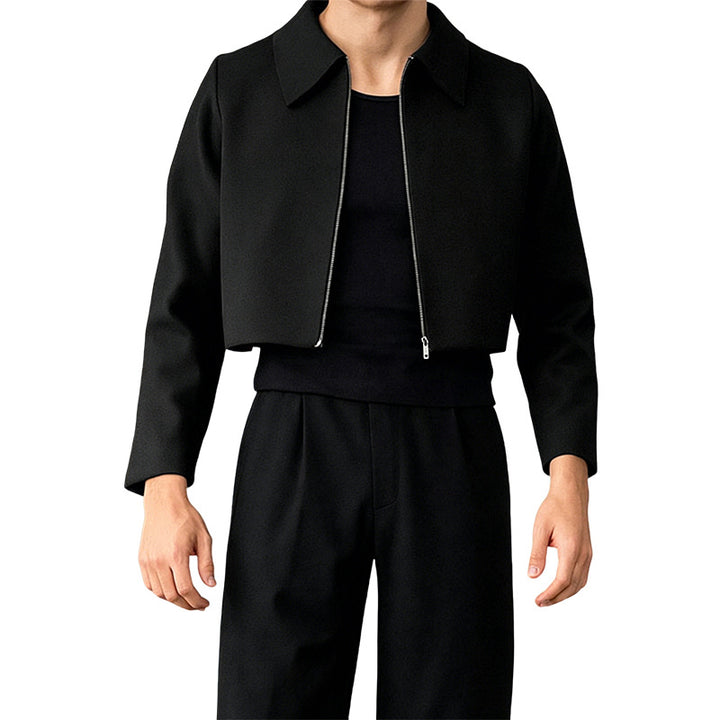 Damen Cropped Jacke mit Hemdkragen und durchgehendem Reißverschluss Drune