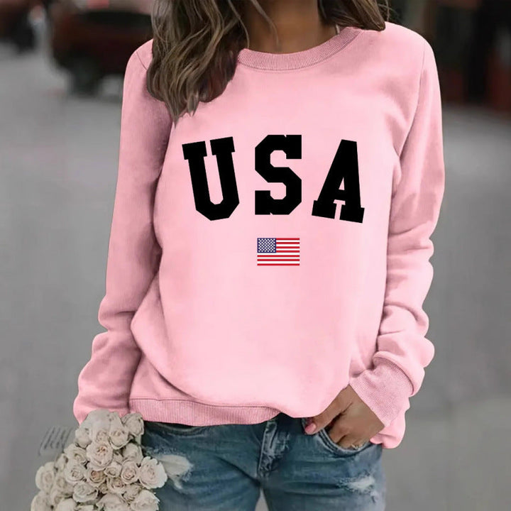 Damen Sweatshirt mit modernem USA-Statement und gemütlicher Passform Drune