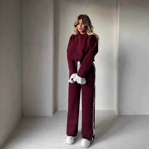 Damen modisches Lounge-Set mit hohen Rüschendetails