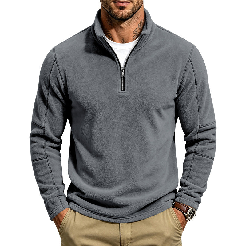 Herren Fleece-Halbreißverschluss-Pullover mit Stehkragen und Flatlock-Nähten Drune