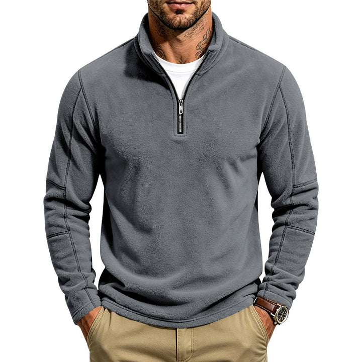 Herren Fleece-Halbreißverschluss-Pullover mit Stehkragen und Flatlock-Nähten Drune
