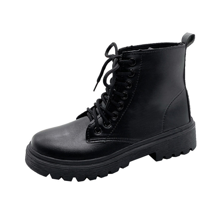 Damen Schnür-Biker-Ankleboots mit Plateau-Profilebene Drune