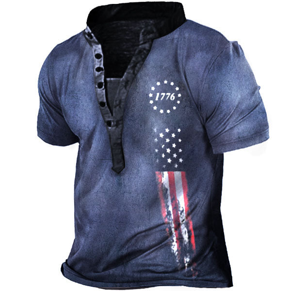 Herren Kurzarm Henley-Shirt mit praktischer Brusttasche und modernem Kragen Drune
