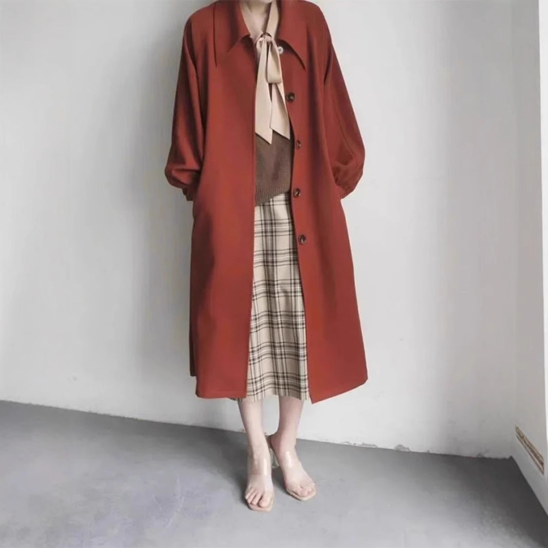 Damen Lange modische Jacke mit großem Kragen Drune