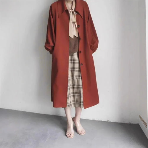 Damen Lange modische Jacke mit großem Kragen Drune