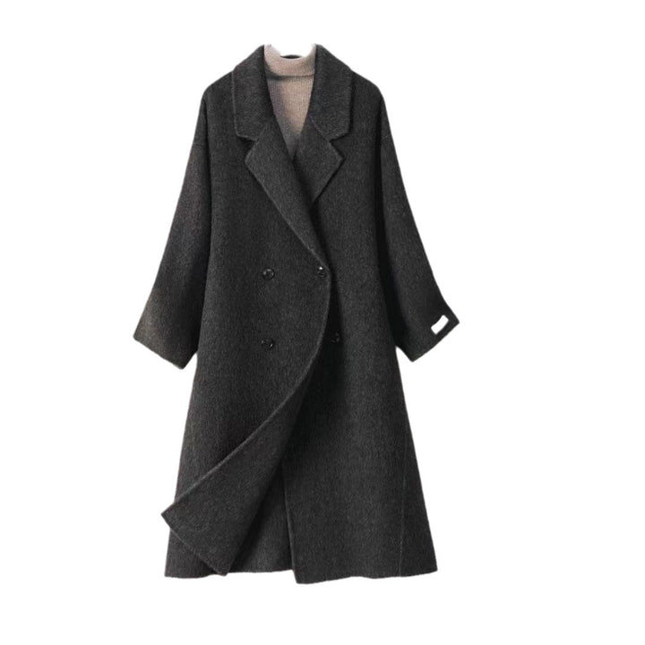 Damen Oversized Wollmix-Mantel mit weitem Revers und doppelreihiger Knopfleiste Drune