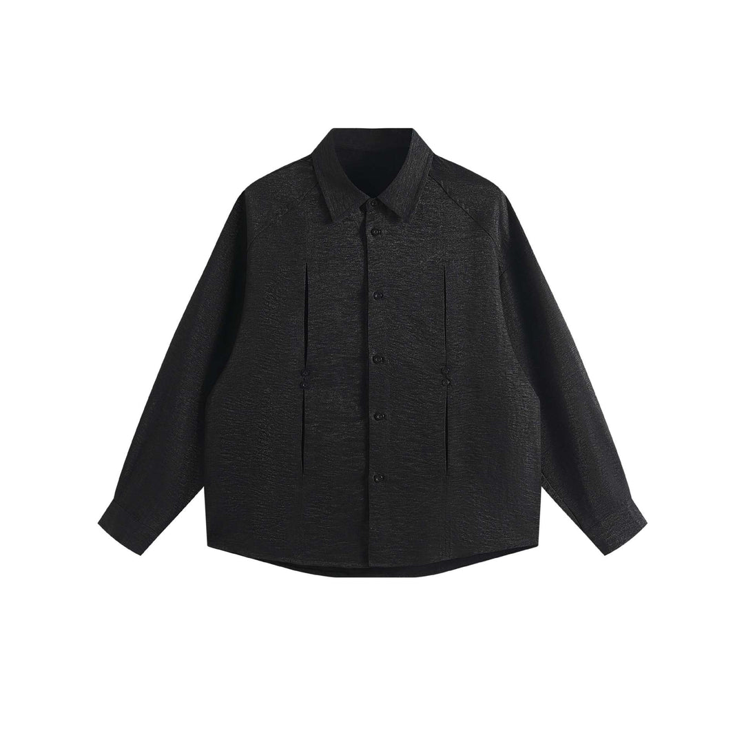 Damen Oversize-Hemdbluse aus strukturierter Baumwollmischung mit Kellerfalten Drune