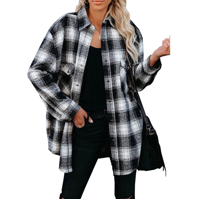 Damen Karo-Hemdjacke aus weichem Flanell mit praktischen Taschen Drune