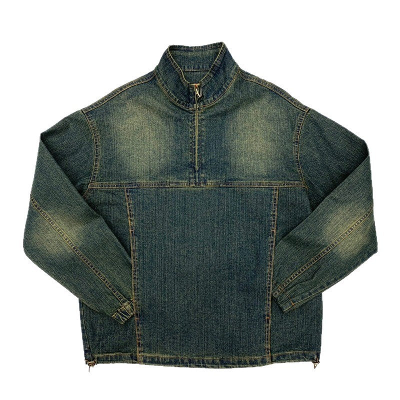 Herren Sportliche Denimjacke mit hohem Kragen Drune
